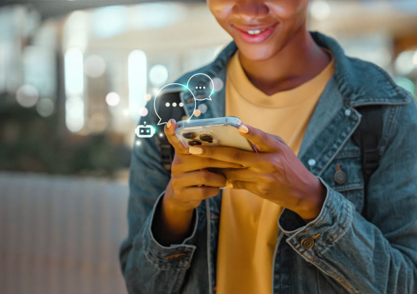 Person using AI chatbot on their phone