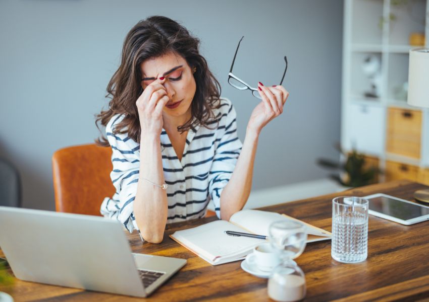 Business owner looking stressed and burnt-out
