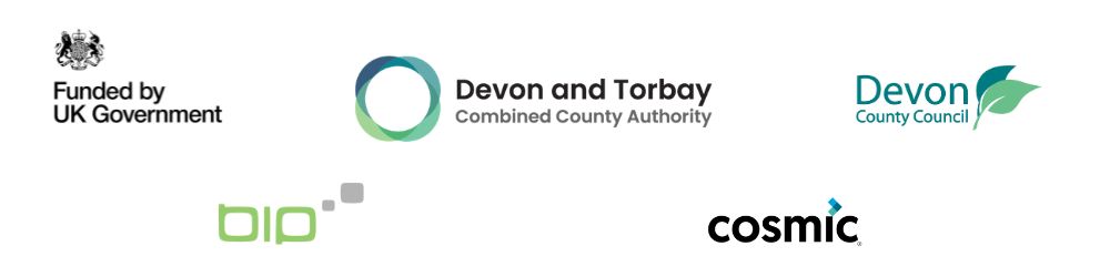 Funding and delivery partner logos for the Devon Business Support Programme